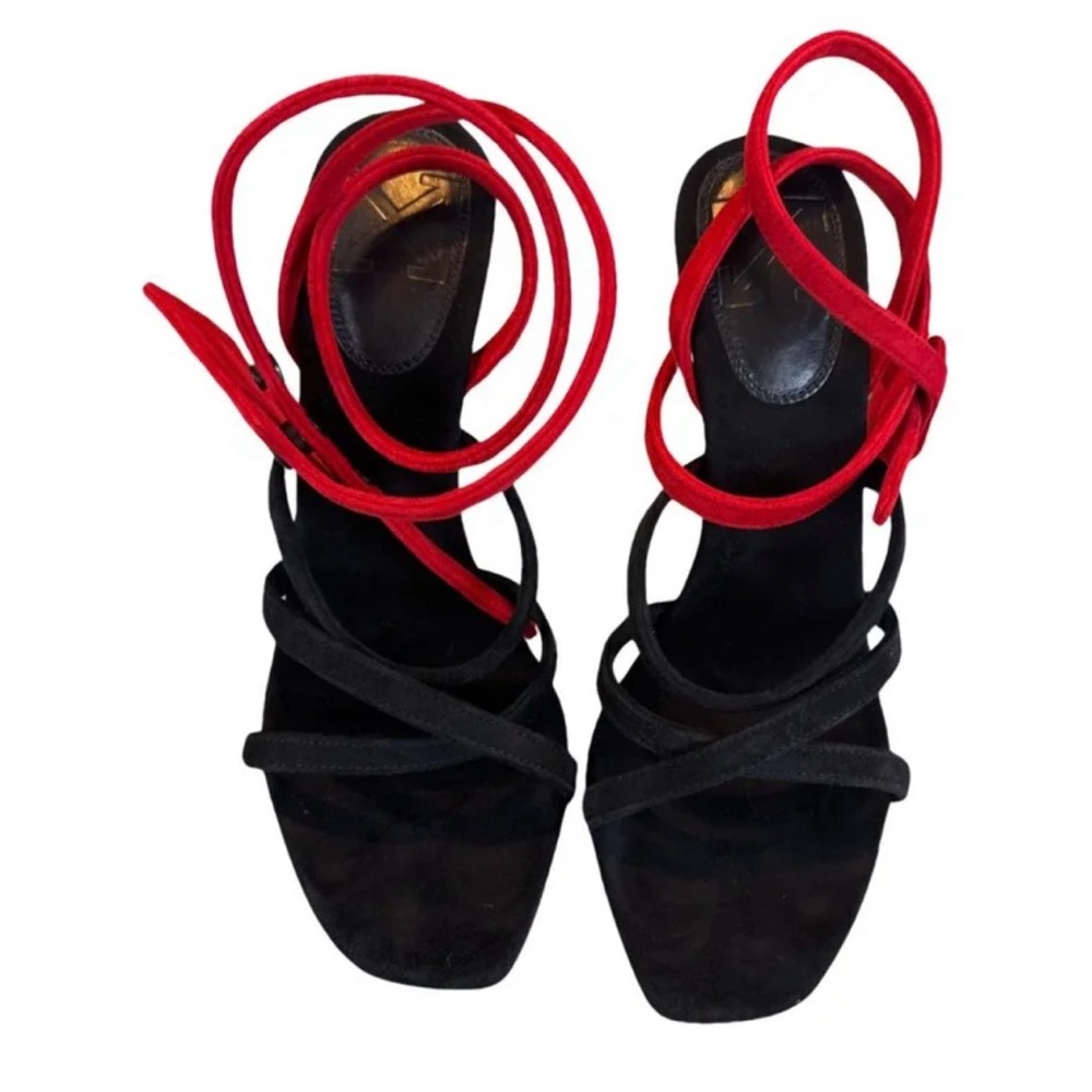 Off-White Black and Red Heeled Sandals